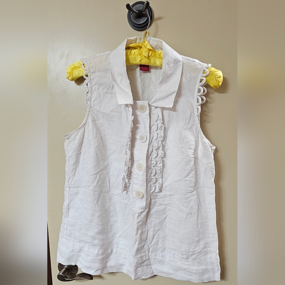 White Sleeveless Button-Up Blouse